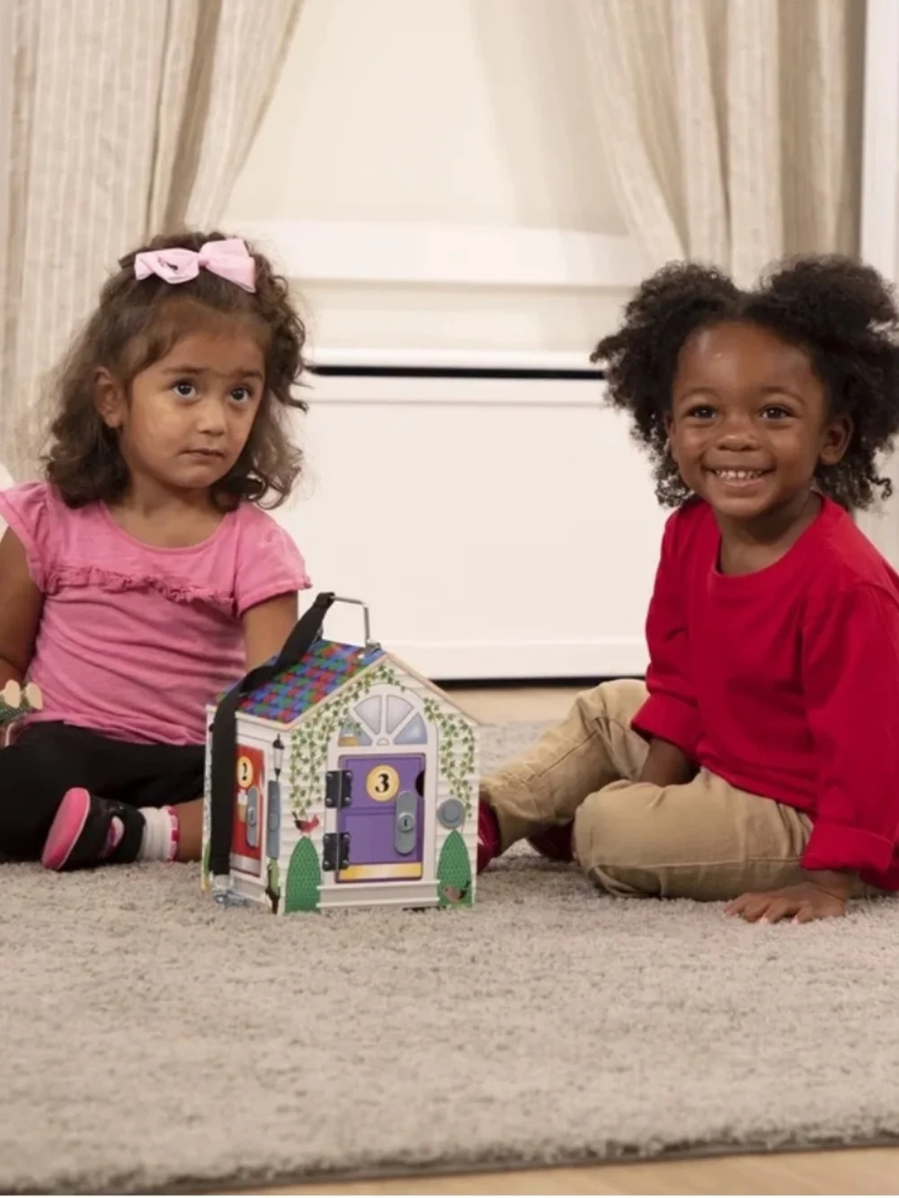 Melissa & Doug Colorful Roof Wooden Doll House Lock Box.
